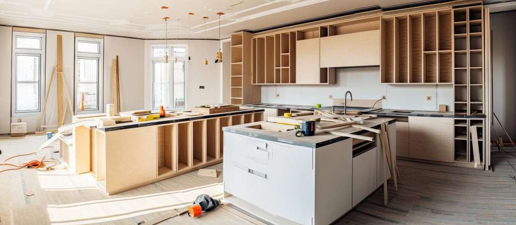 A kitchen being renovated, repaired and improved. by a carpenter tradesman found at iHandymanHub. Connect for a carpenter