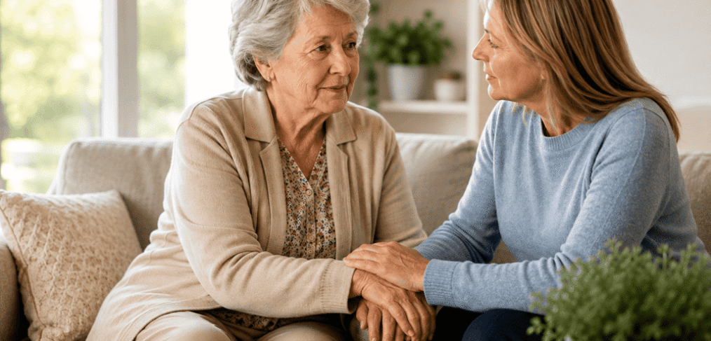 Mother and daughter discussing assisted living resident rights in ohio