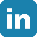 LinkedIn logo, featuring white "in" letters on a blue square background.