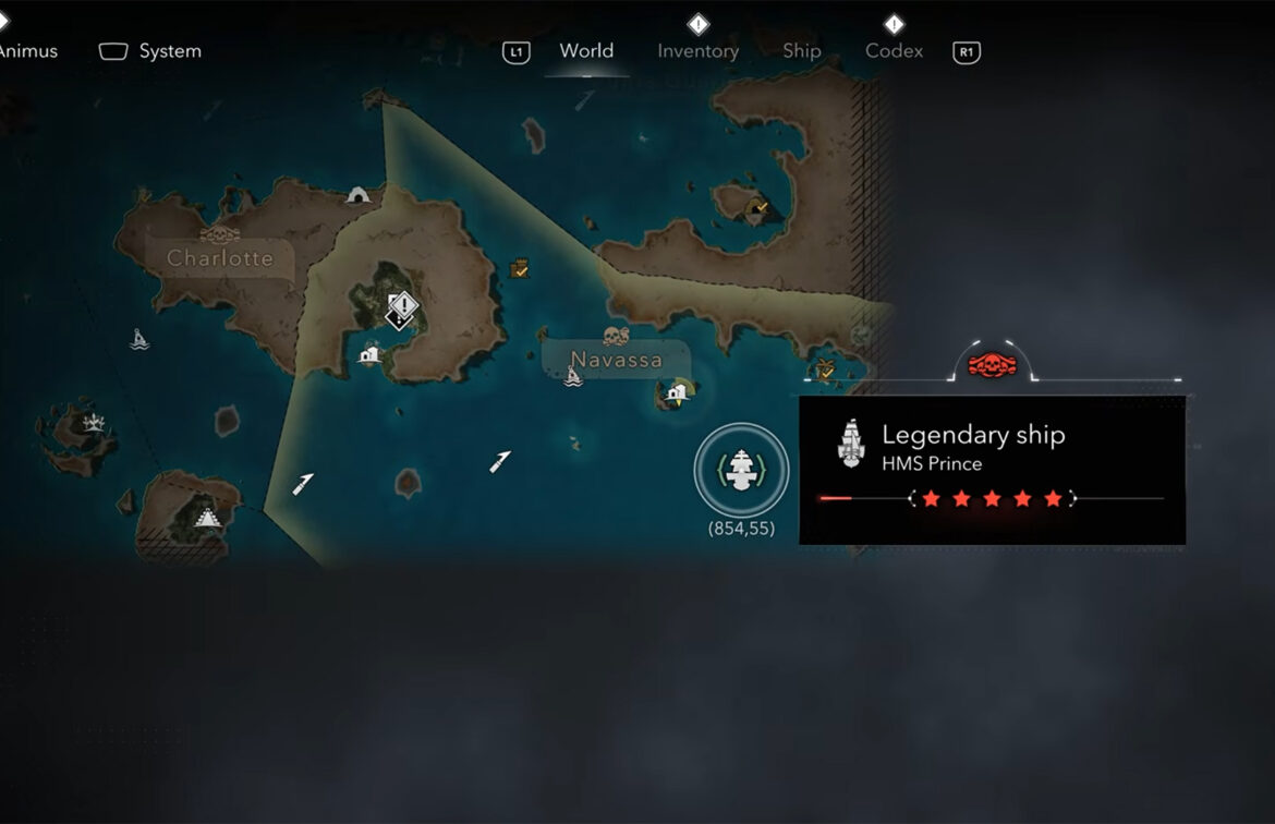 HMS Prince: Location