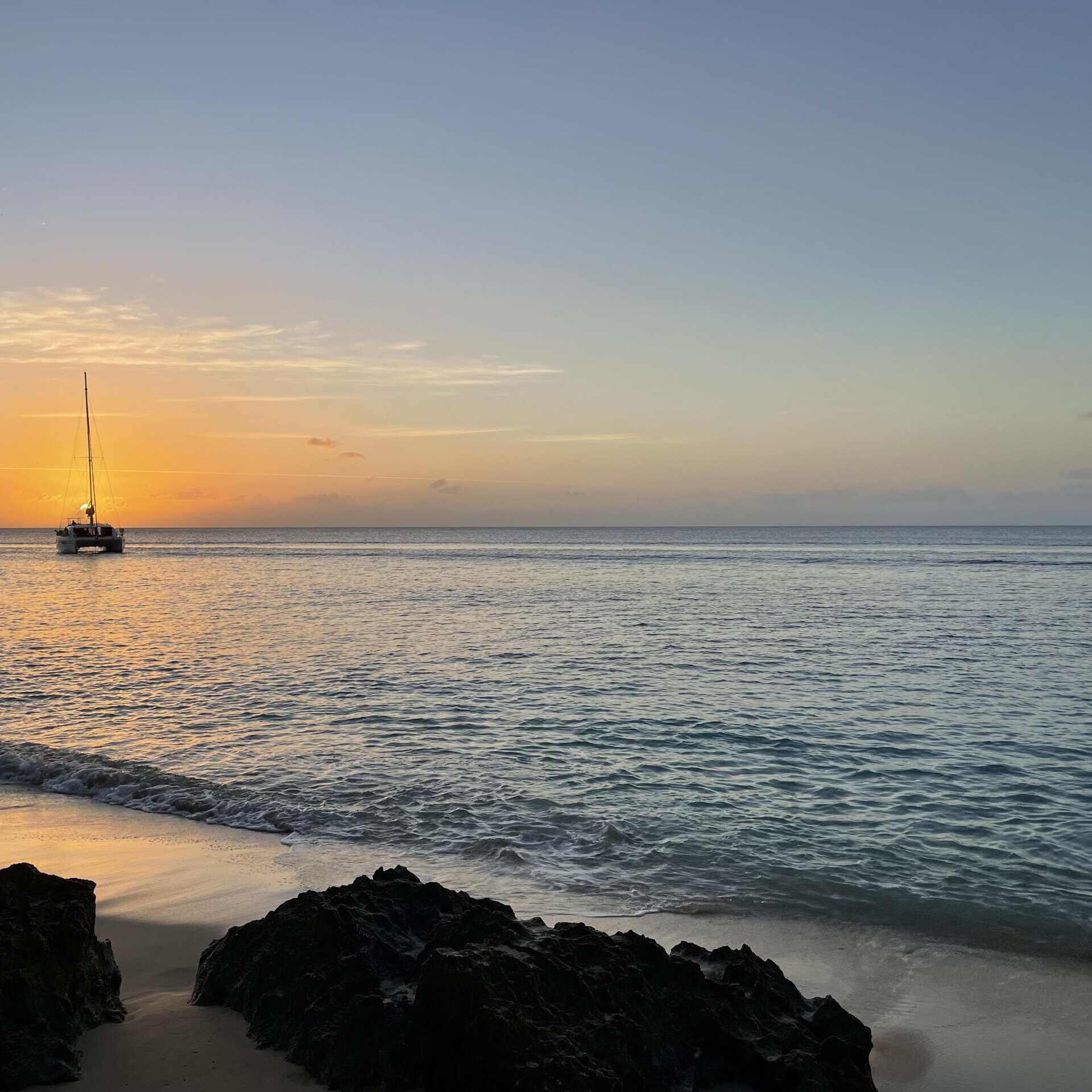 Sunset and pristine beach near Istana's Barbados location