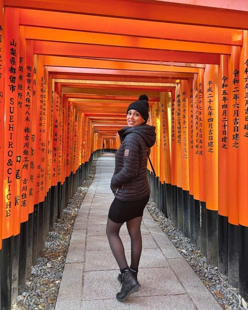 fushimi inari red tori gates winter kyoto