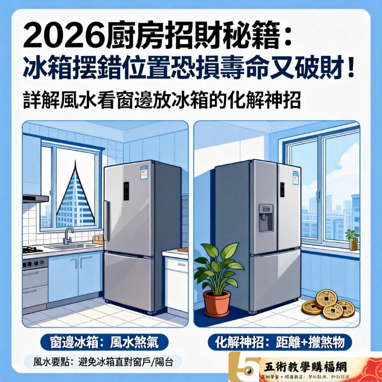 2026廚房招財秘籍：冰箱擺錯位置恐損壽命又破財！王均景老師詳解風水看窗邊放冰箱的化解神招