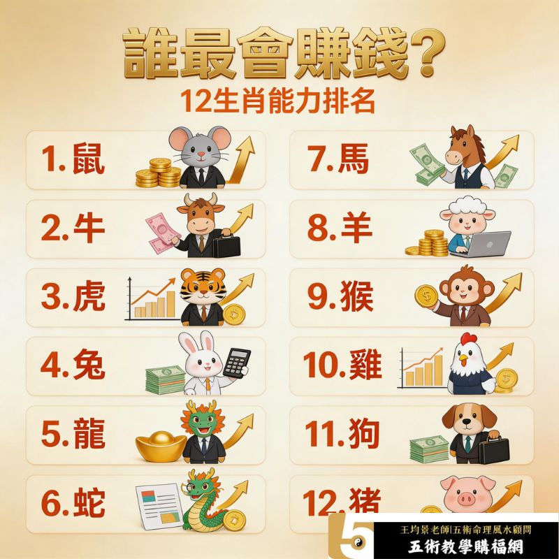 十二生肖賺錢能力排名（正財運從強到弱）