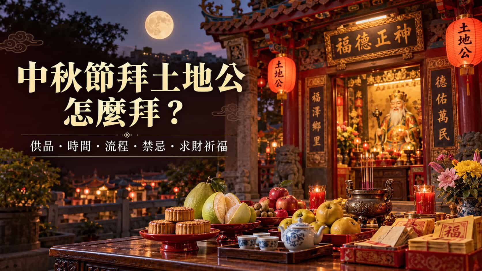 中秋節拜土地公怎麼拜?供品、時間、流程、禁忌與求財祈福完整指南