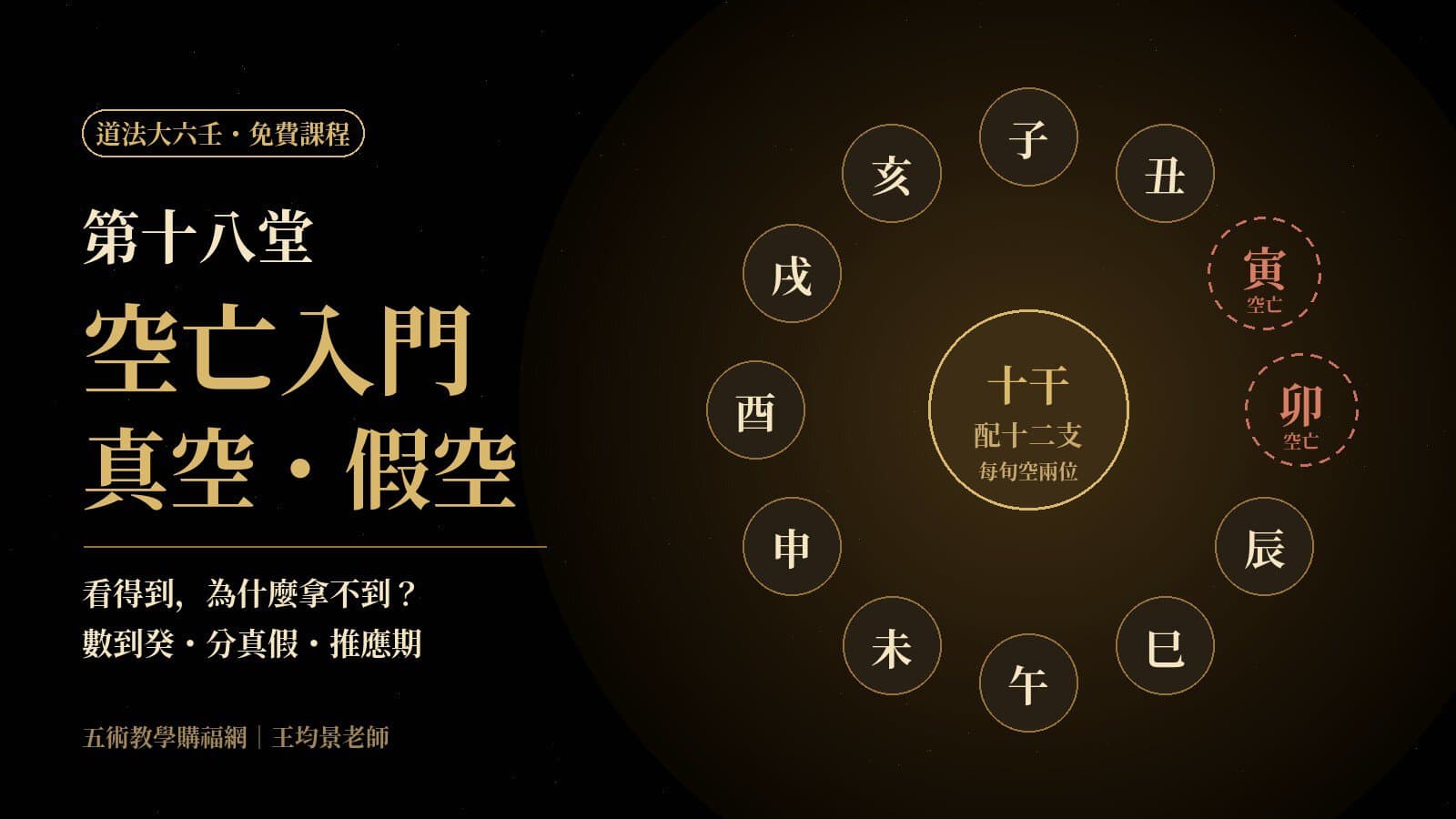 道法大六壬免費課程第十八堂｜空亡基礎入門：真空假空怎麼分，看得到為何拿不到