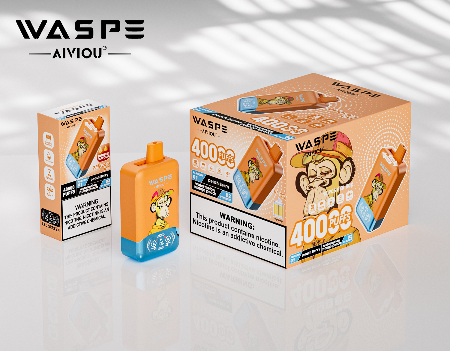 WASPE AIVIOU 40000 Peach Berry/Watermelon Mango Peach