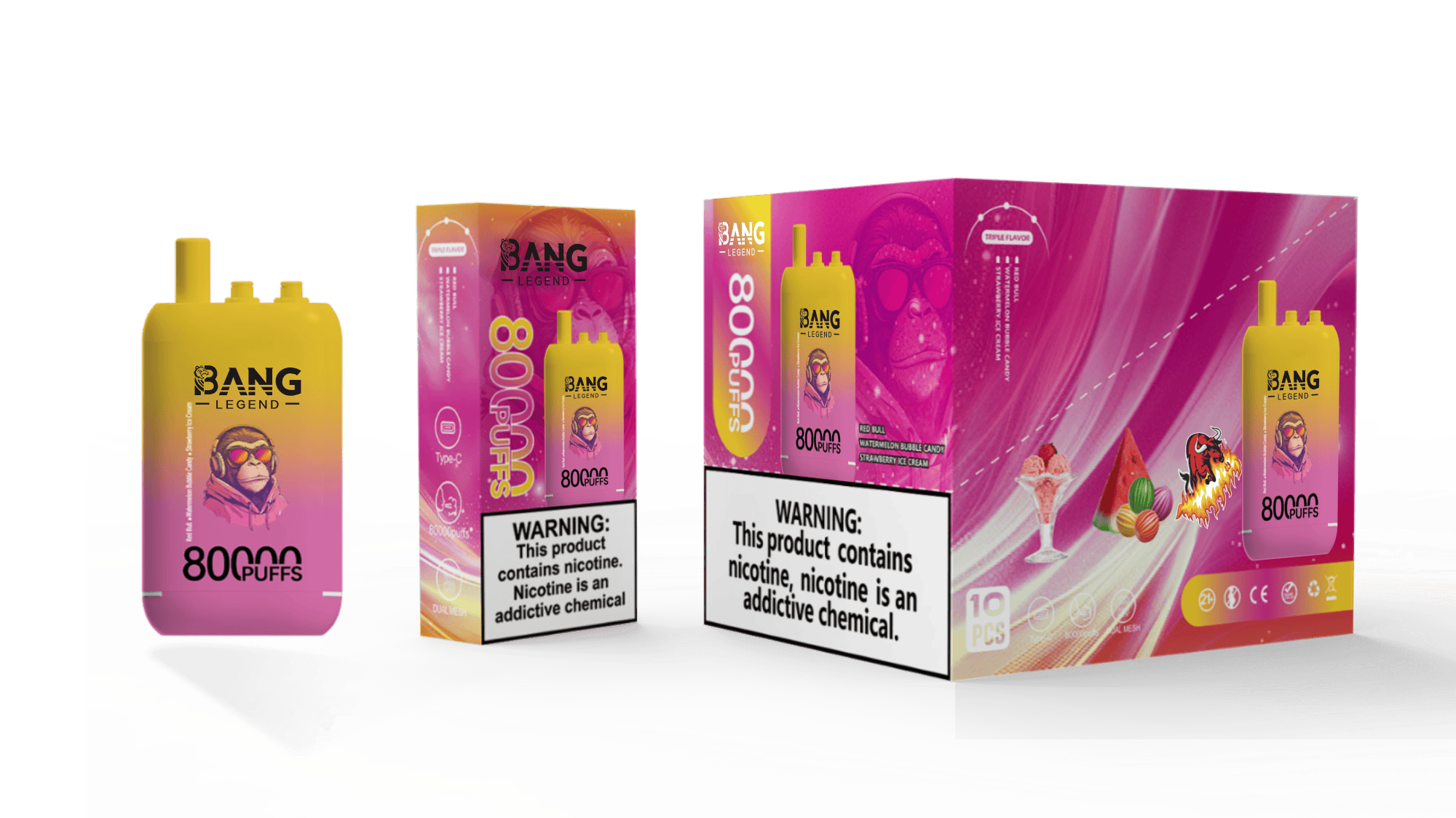 Bang Legend 80000 Red Bull/Watermelon Bubble Candy/Strawberry Ice Cream