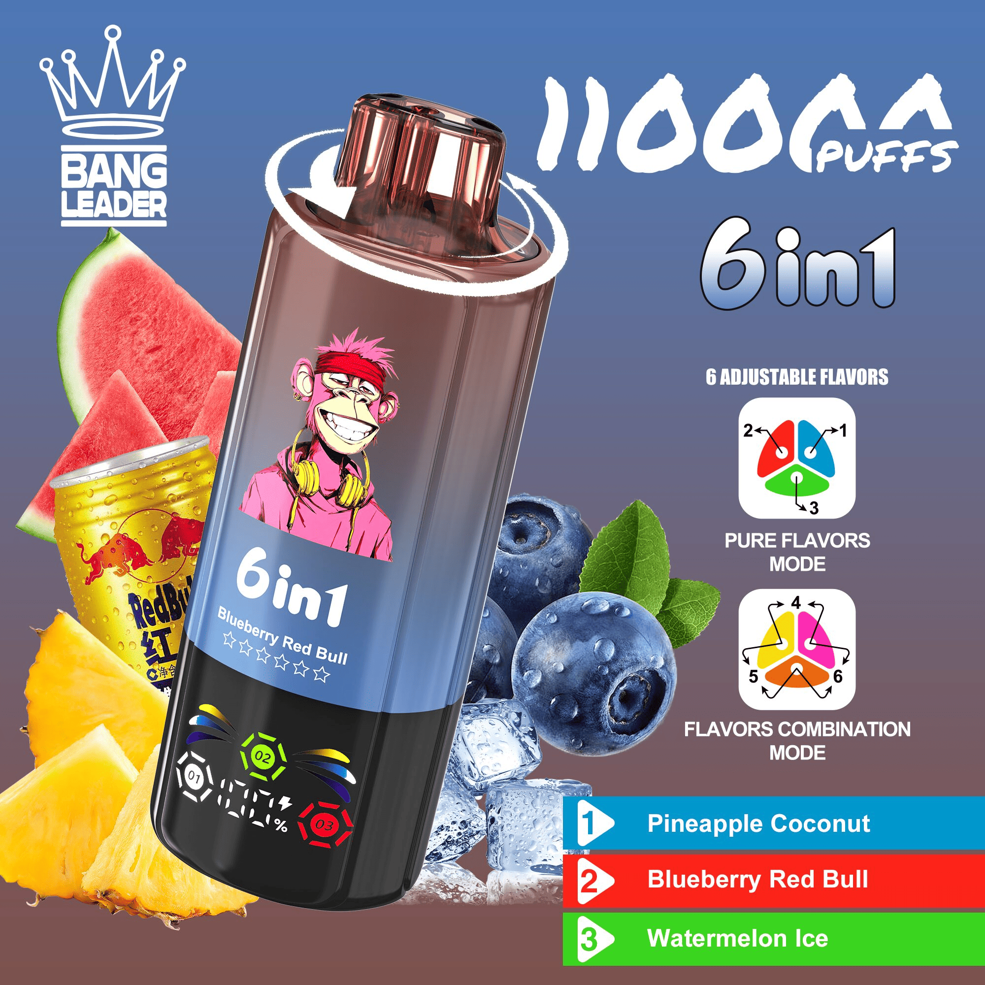 Bang Leader 110k Pineapple Coconut/Blueberry Red Bull/Watermelon Ice