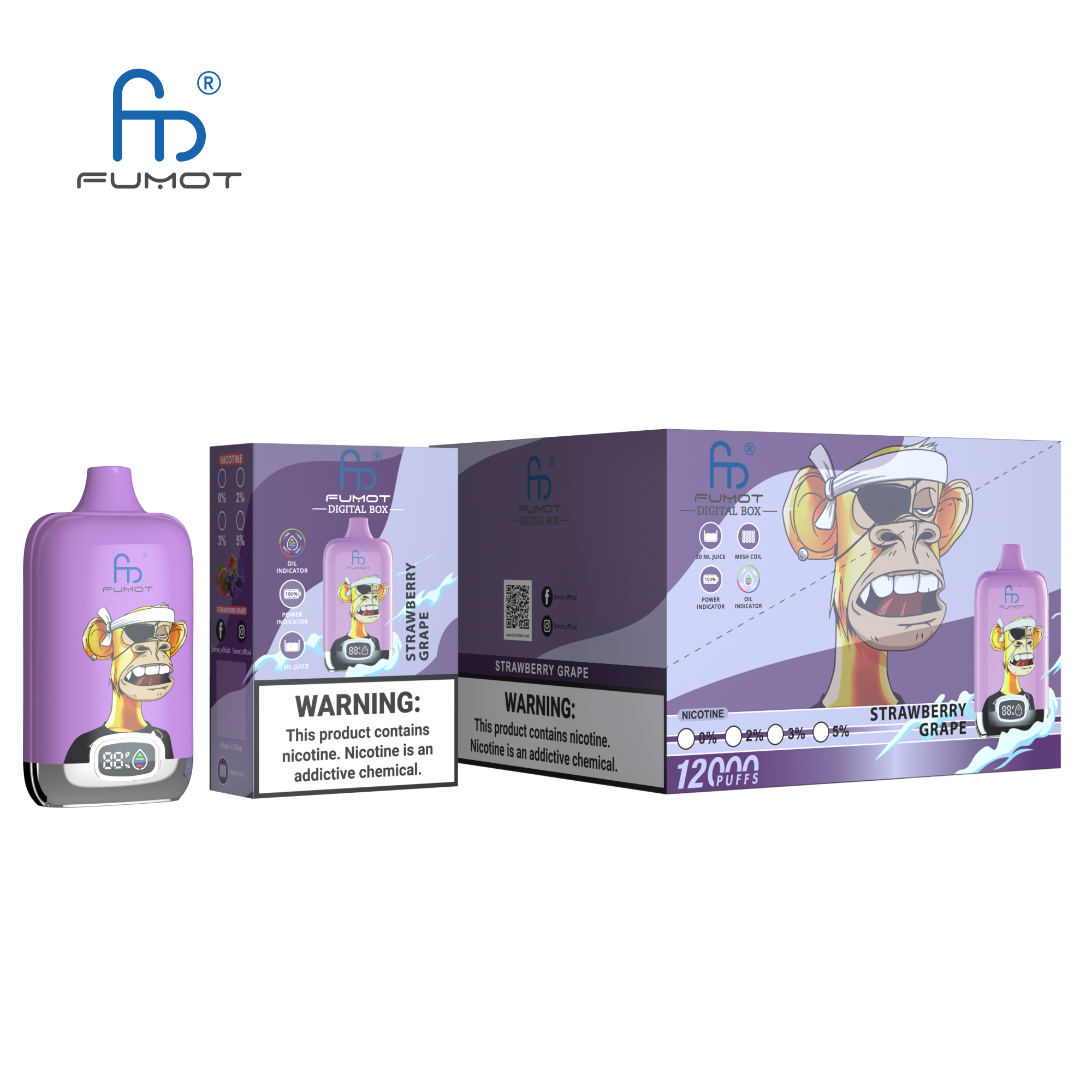 Fumot Digital Box 12000 Strawberry Grape - Image 3