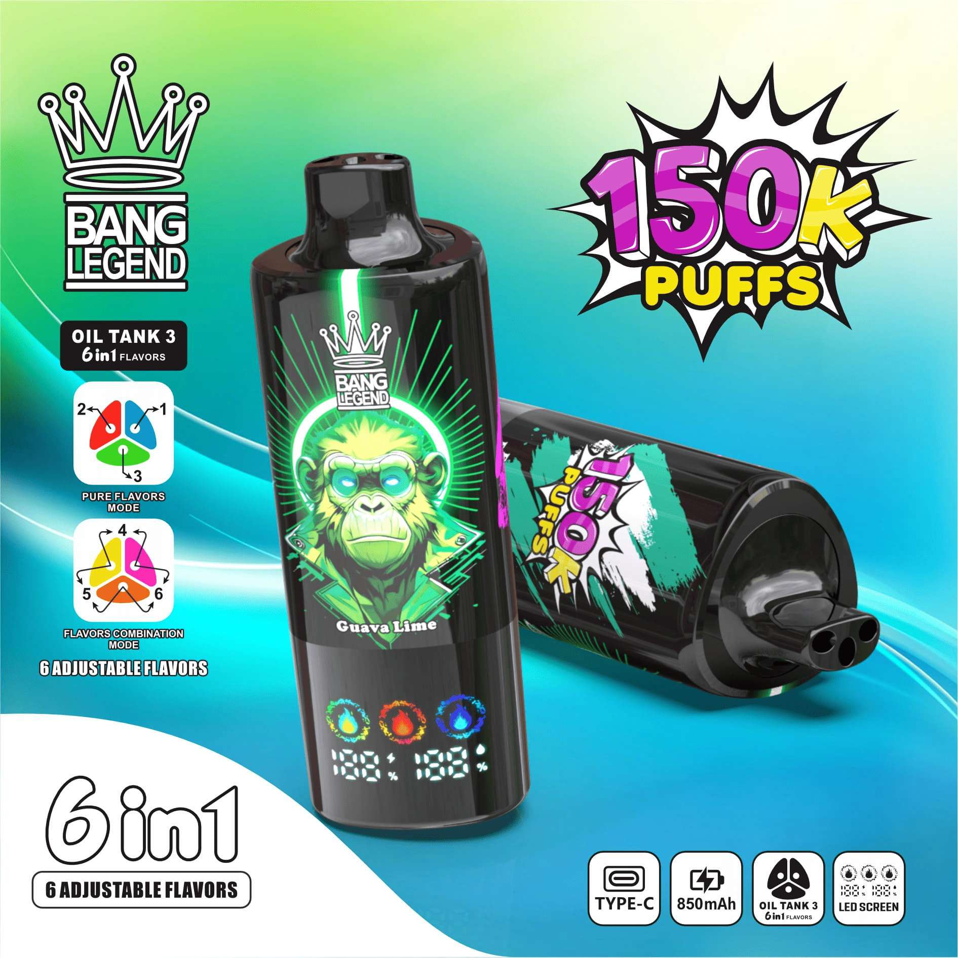 Bang Legend 150k Passion Fruit/Guava Lime/Passion Fruit Lemon