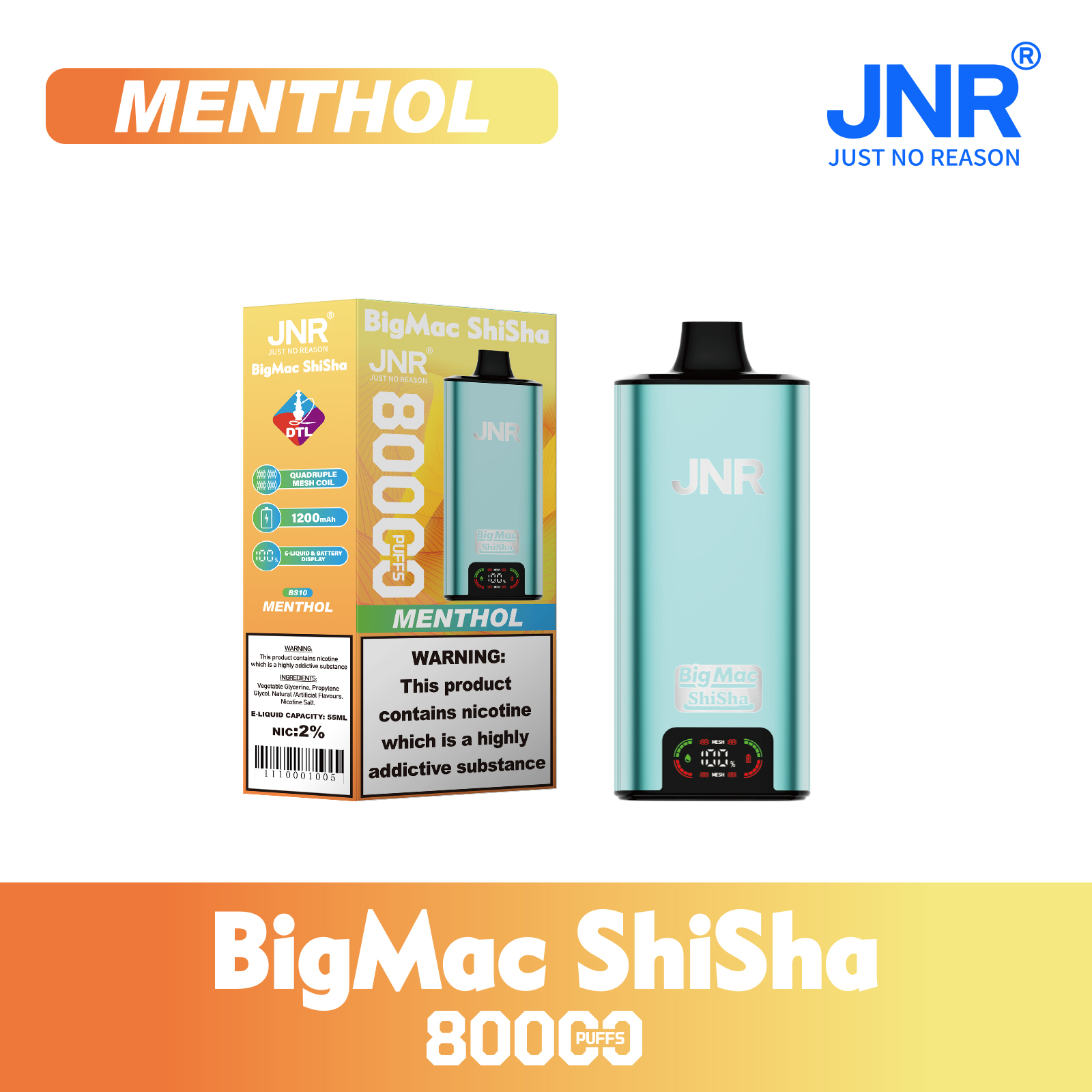 JNR Big Mac Shisha 80000 Menthol
