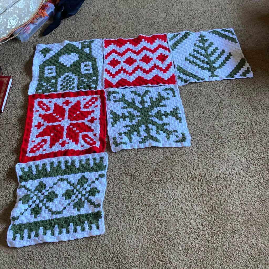 Nordic Winter Afghan Crochet Blanket for Christmas.
