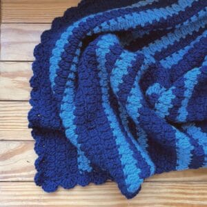 JJ’s Blankie – Baby Blanket  – Free Crochet Pattern using Cluster Stitch & Shell Stitch Border