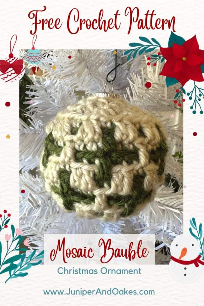 Mosaic Crochet Christmas Ornament - Free Crochet Pattern by Juniper and Oakes