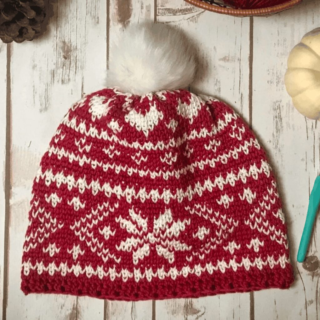 FAIR ISLE BEANIE BY STARDUST GOLD CROCHET