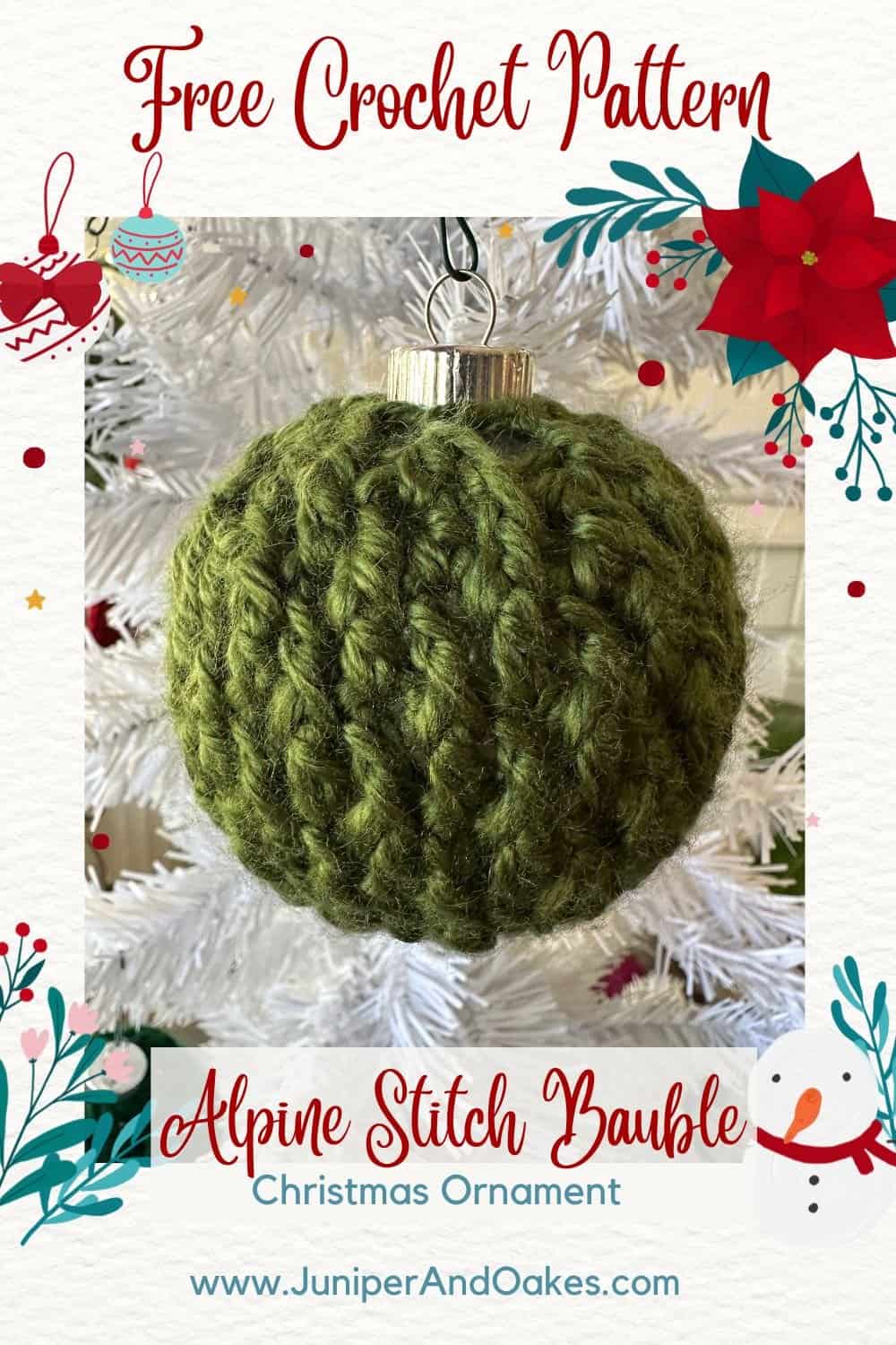 Free crochet christmas ornament by Juniper and Oakes