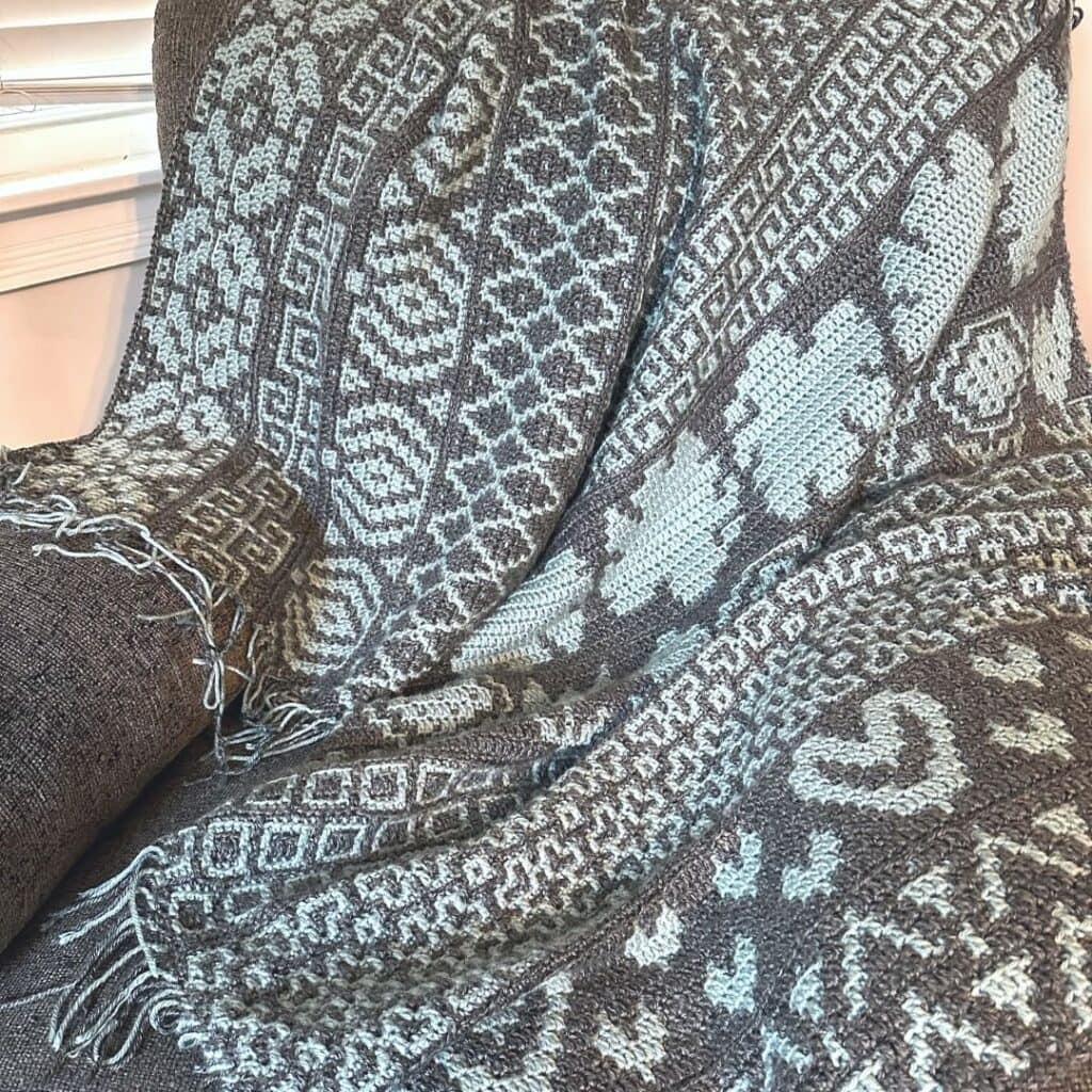 mosaic crochet afghan blanket by juniper and oakes