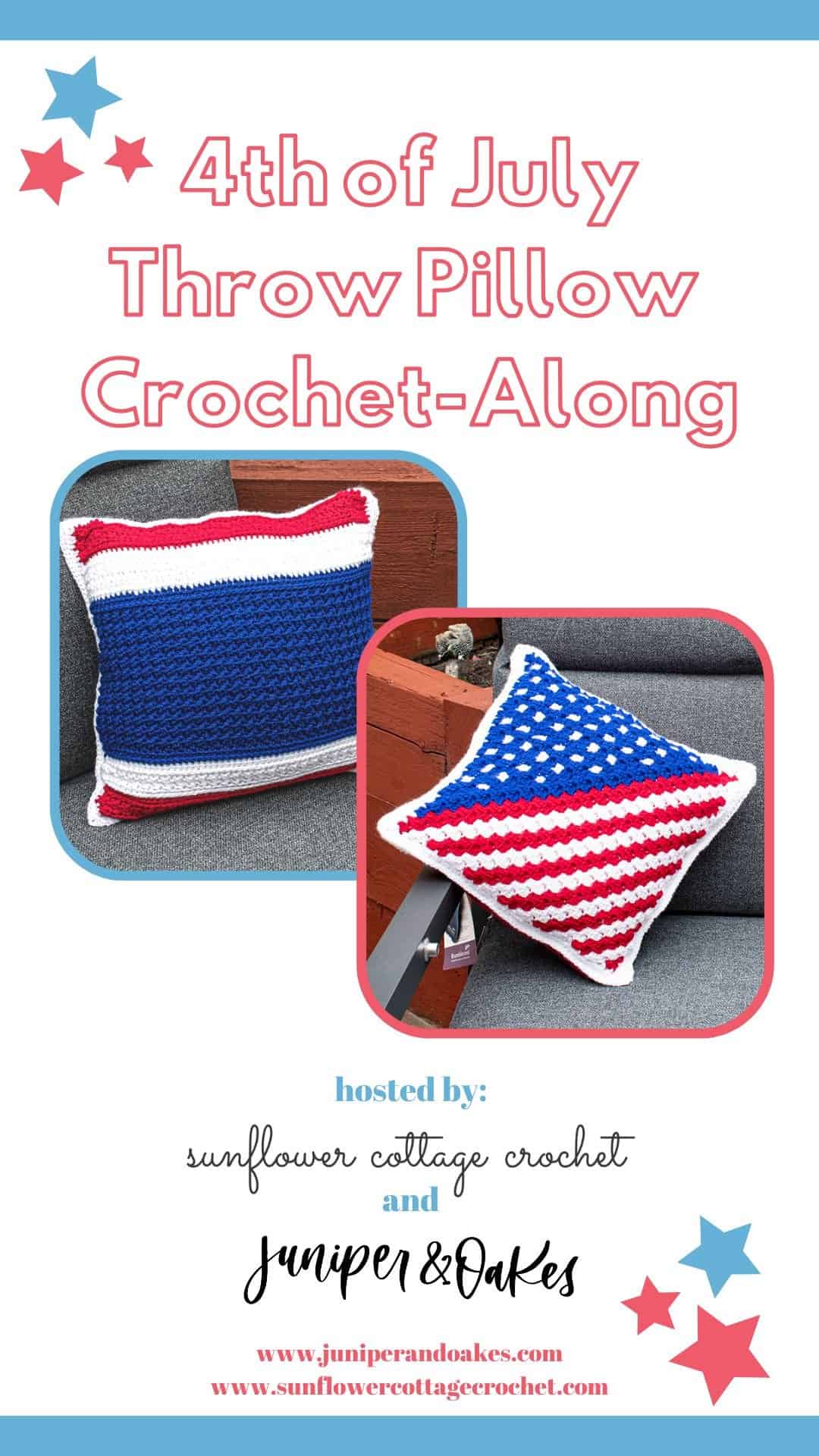 4TH OF JULY THROW PILLOW PATTERN CROCHET ALONG BY JUNIPER AND OAKES
