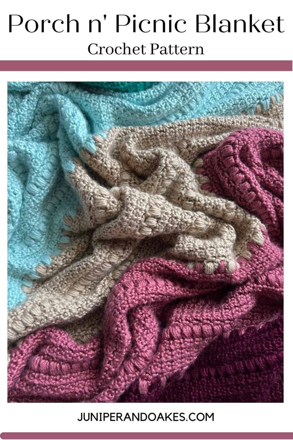 The porch n' picnic blanket - a crochet pom pom blanket by Juniper and Oakes