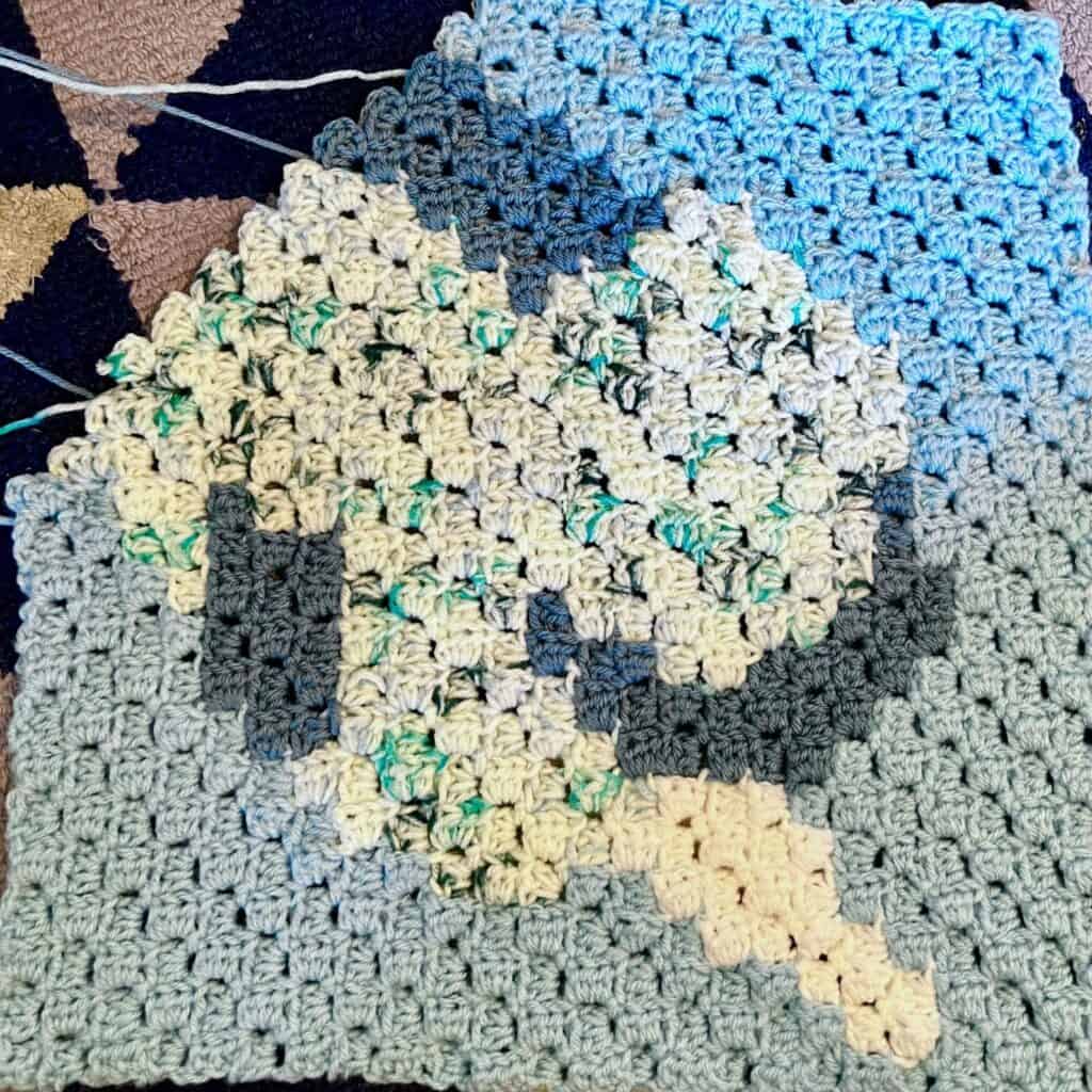 blue cotton candy C2c crochet pattern