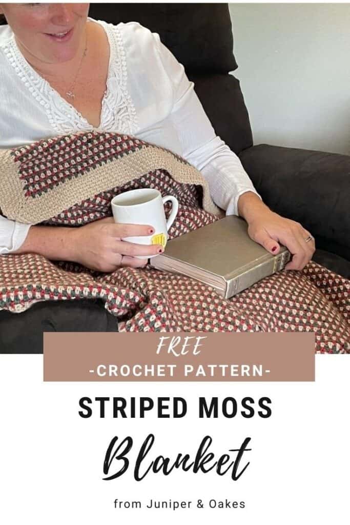 Comfortable striped moss crochet blanket for warmth and style.