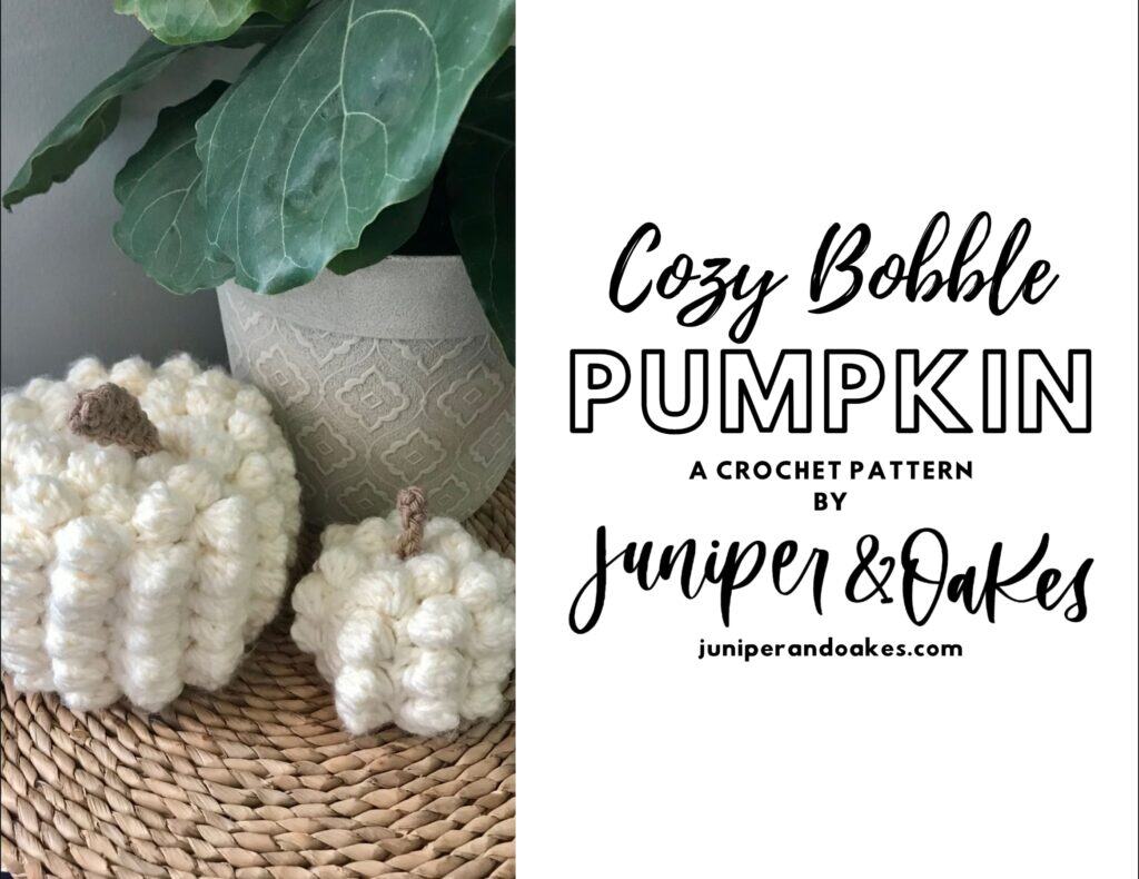 Handmade cozy bobble pumpkin crochet craft for fall decor.
