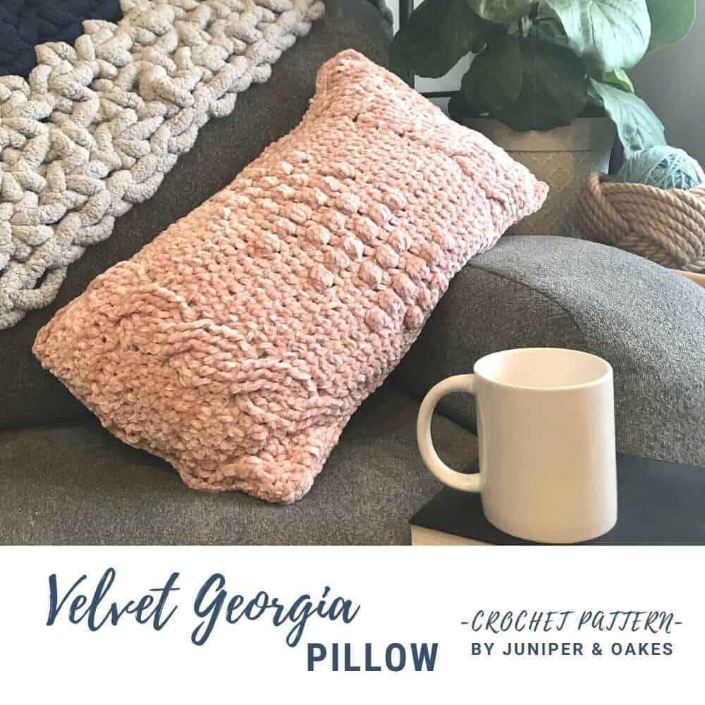 Velvet Georgia pillow with a soft, plush texture, perfect for cozy home decor.