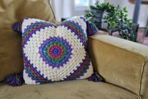 Rainbow Granny Circle Pillow Crochet Pattern – Rain-Boho Pillow