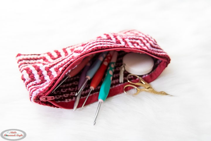 Mosaic Crochet Pouch with Illusion Squares by Nicki's Homemade Crafts