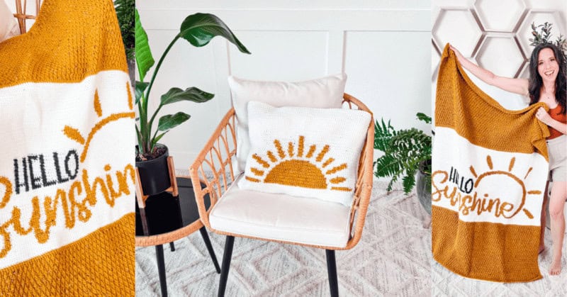 Hello Sunshine Pillow Blanket by Briana K Designs