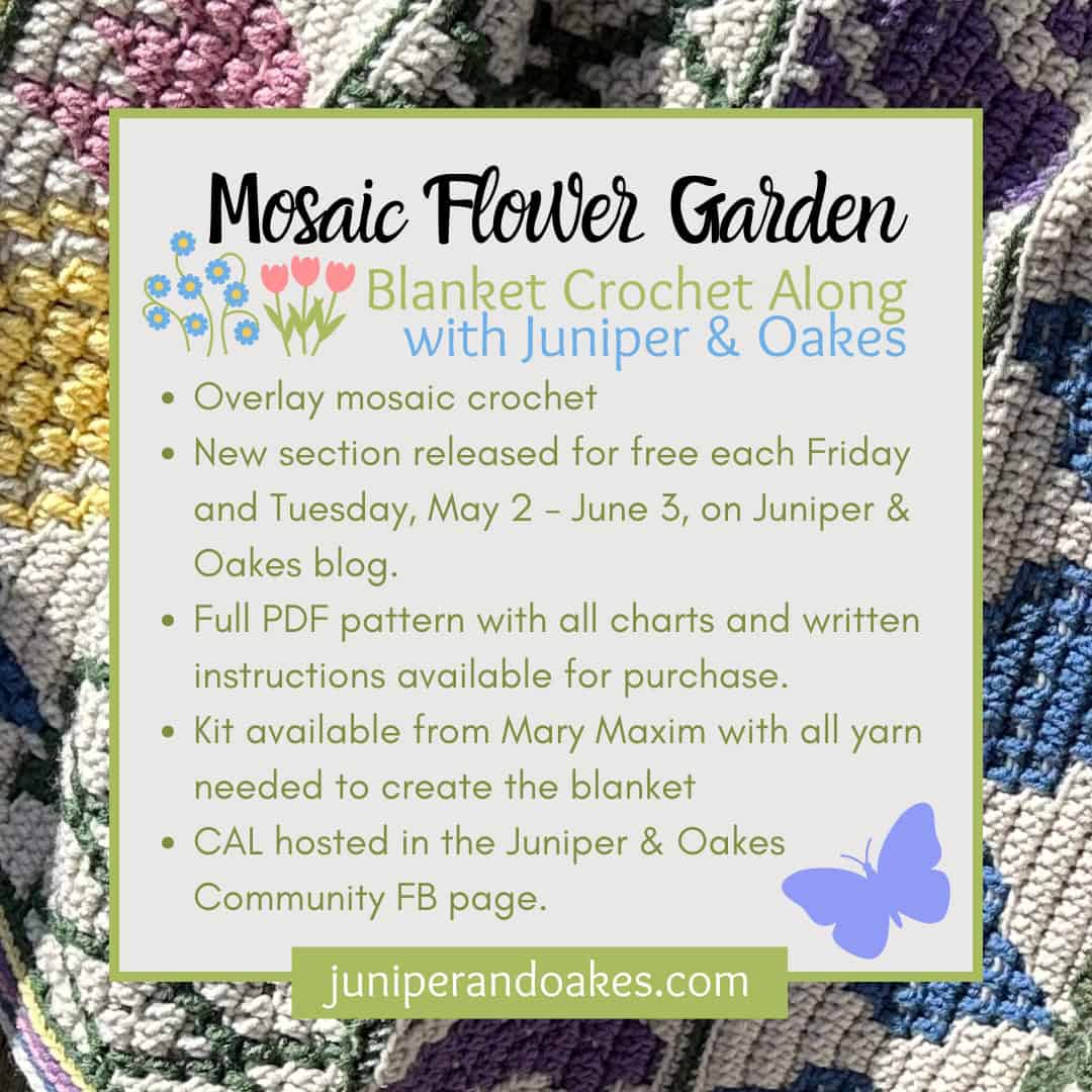 Mosaic Crochet Flower Blanket CAL Details
