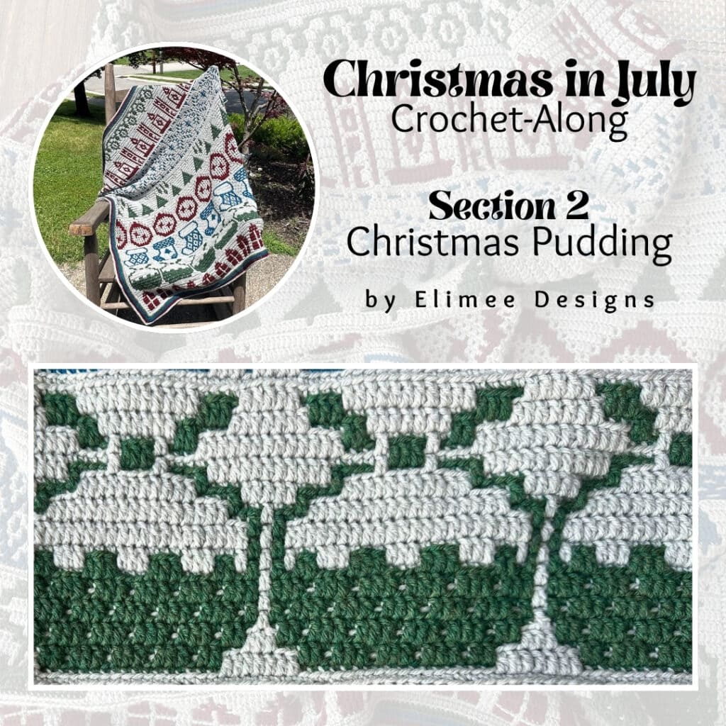 Vibrant mosaic crochet blanket featuring Christmas-themed patterns and colors. Perfect for holiday d.