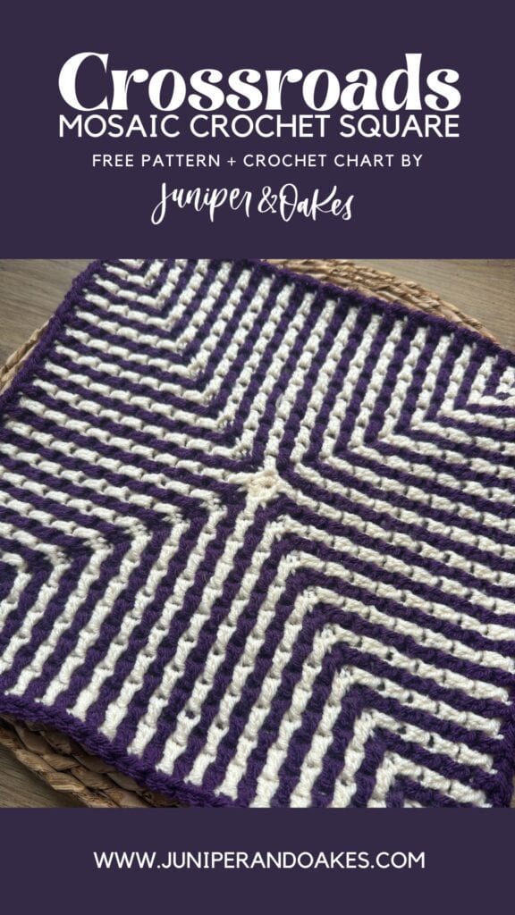 Pin the Crossroads Mosaic Crochet Square pattern on Pinterest