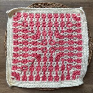 Colorful crochet pattern inspired by patterned pillars design.
