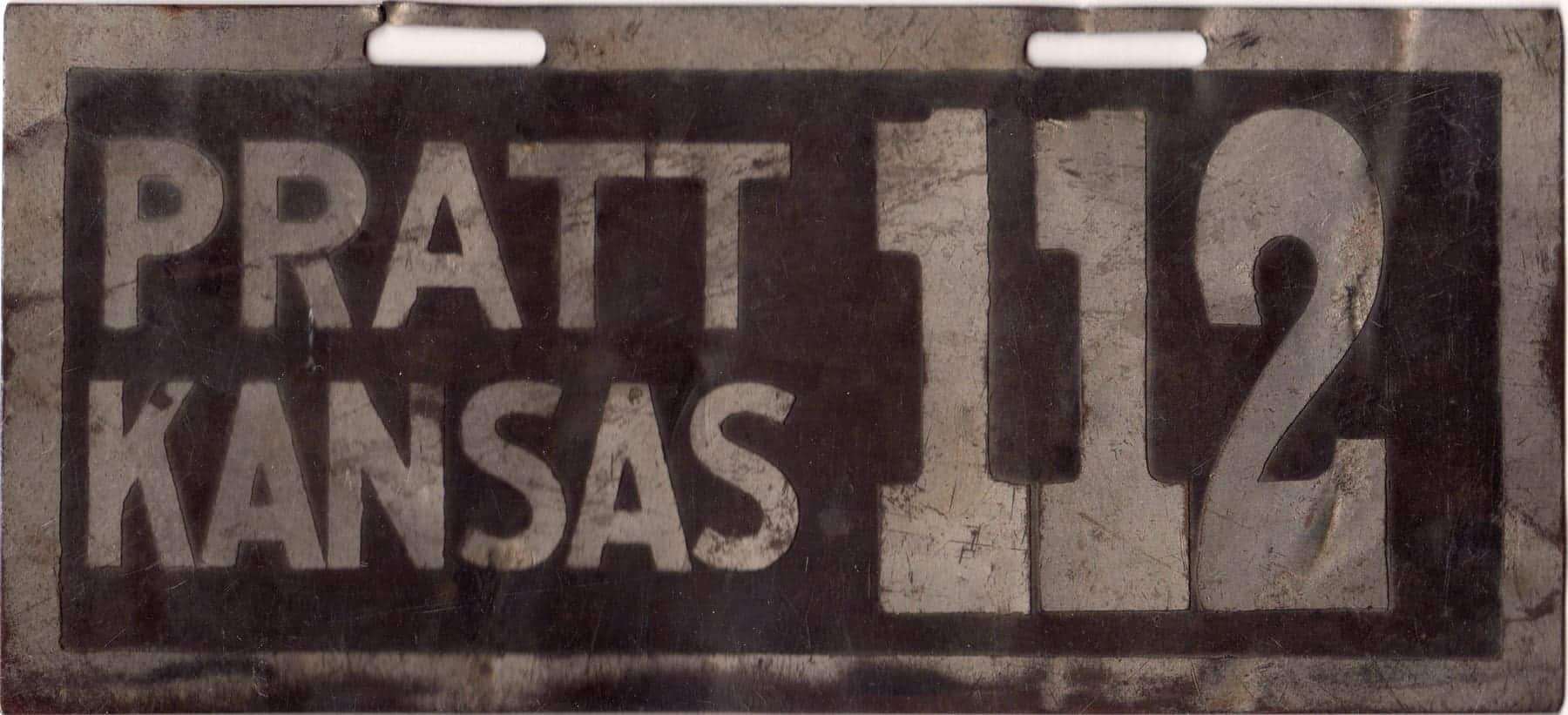 Pratt Kansas license plate #112.