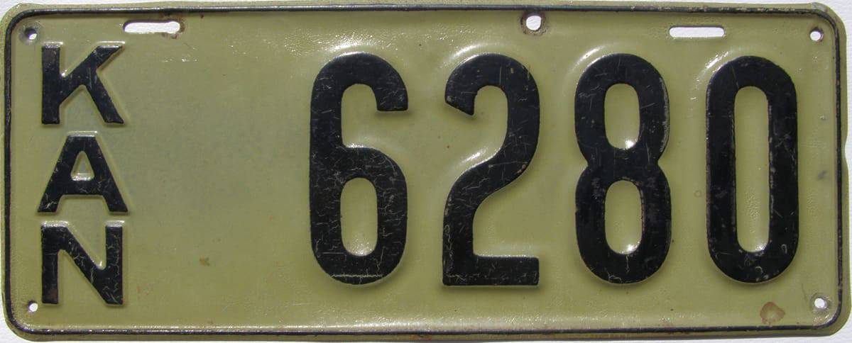 Kansas 1917 car license plate #6280.