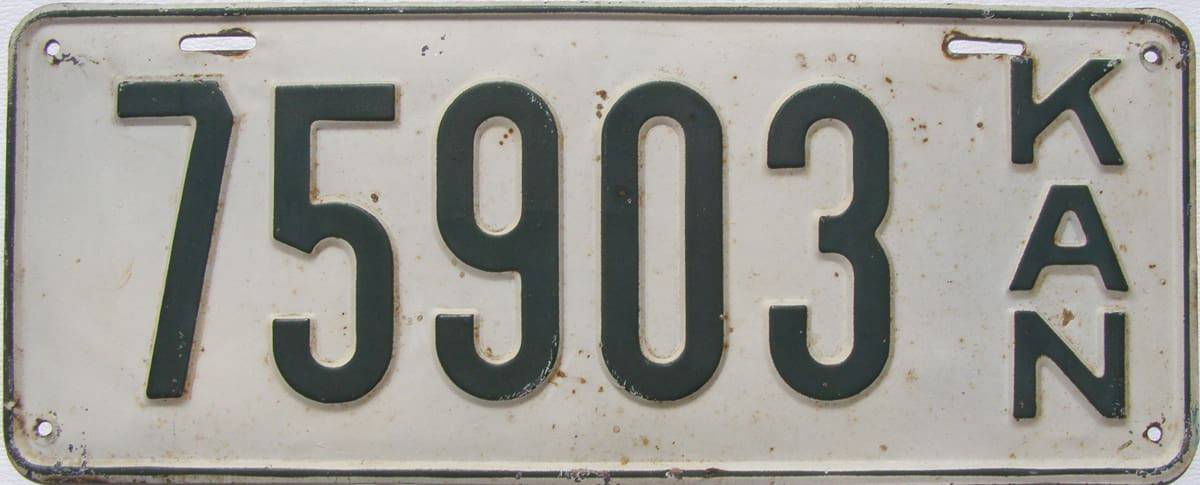 Kansas 1918 car license plate #75903.