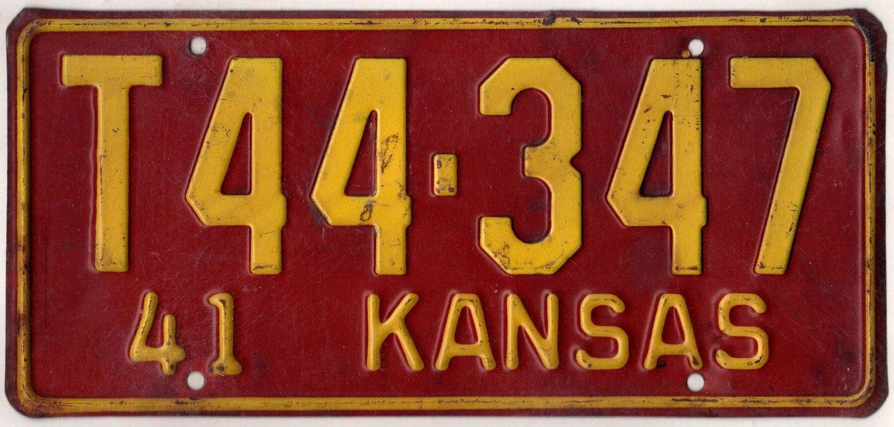Kansas 1941 truck license plate Coffey county #T44-347