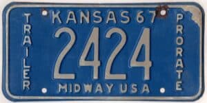 Kansas 1967 trailer prorate license plate #2424