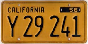 California 1956 commercial license plate #Y 29 241