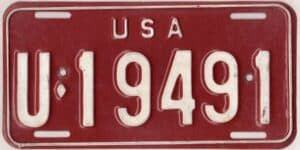 U.S. Forces in West Germany 1962 to 1965 license plate #U-19491