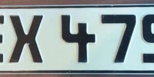 England Yarmouth 1976 1977 license plate #TEX 479R