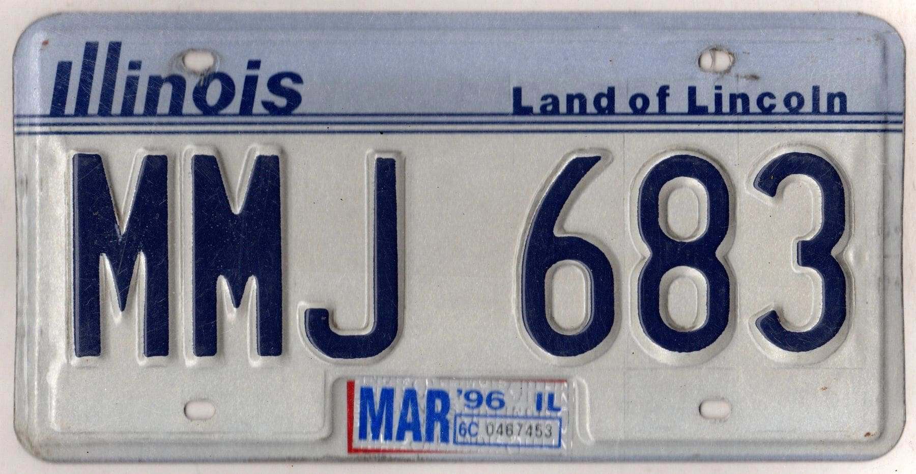 Illinois 1996 car license plate #MMJ-683