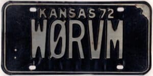 Kansas 1972 ham radio license plate #W0RVM