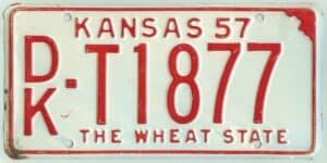 Kansas 1957 truck license plate Dickinson county #DK-T1877