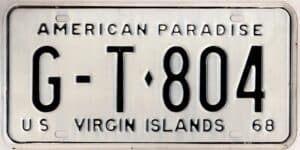 Virgin Islands 1968 government license plate #G-T-804