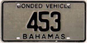 Bahamas bonded vehicle license plate #453