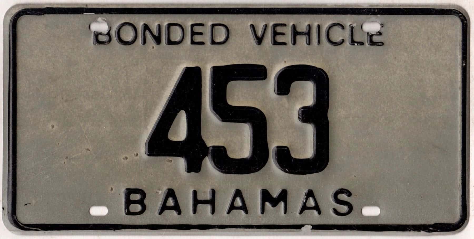Bahamas bonded vehicle license plate #453