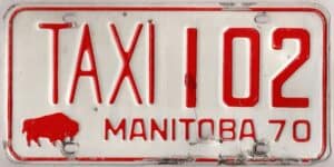 Canada Manitoba 1970 Taxi license plate #102